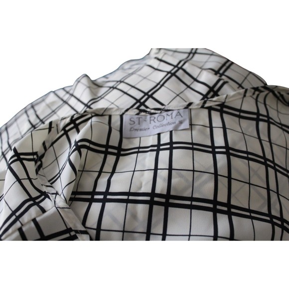 ST-Roma Black and Cream Plaid Tank Top Rounded Hem Size 16 - Picture 5 of 5